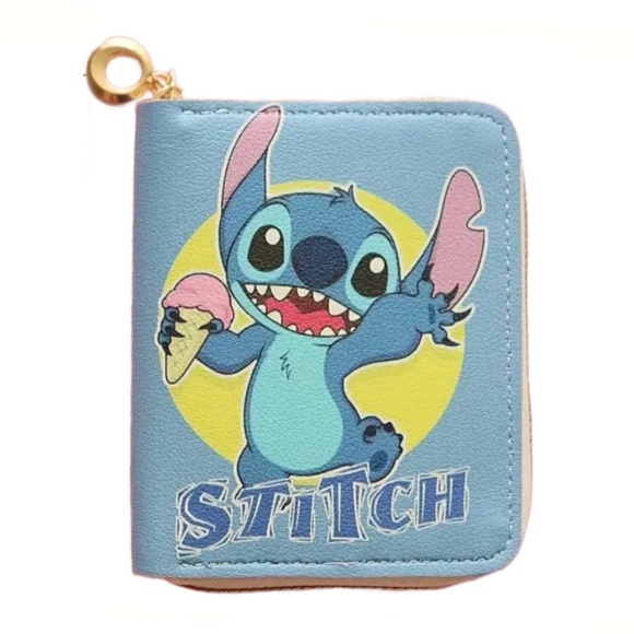 Ice Cream Stitch Faux Leather 4" Wallet Zipper Coin Pocket Credit Card Slot New - Picture 1 of 8